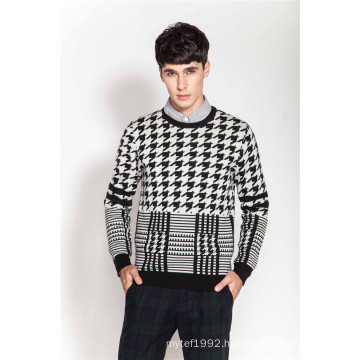 Custom Round Neck Jacquard Pullover Sweater for Men